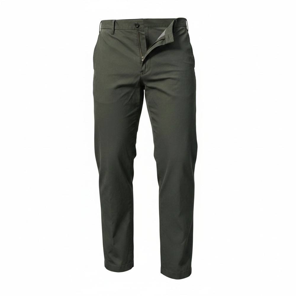 Uniqlo Chino Pants Men Size M Olive Green Slim Fit Stretch 321-455491